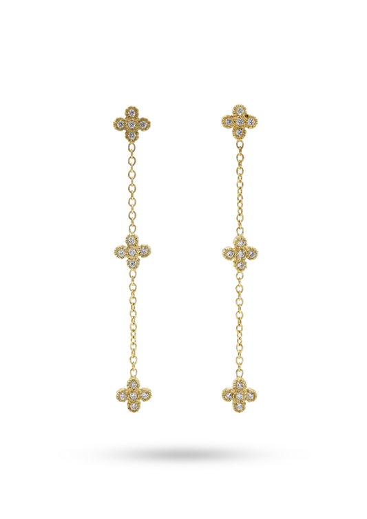 Boucles d'Oreilles Acier Inoxydable Triple Trèfle