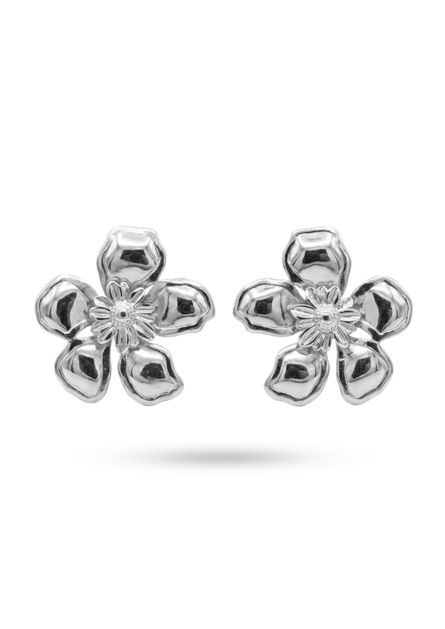 Boucles d'Oreilles Acier Inoxydable Fleur Design