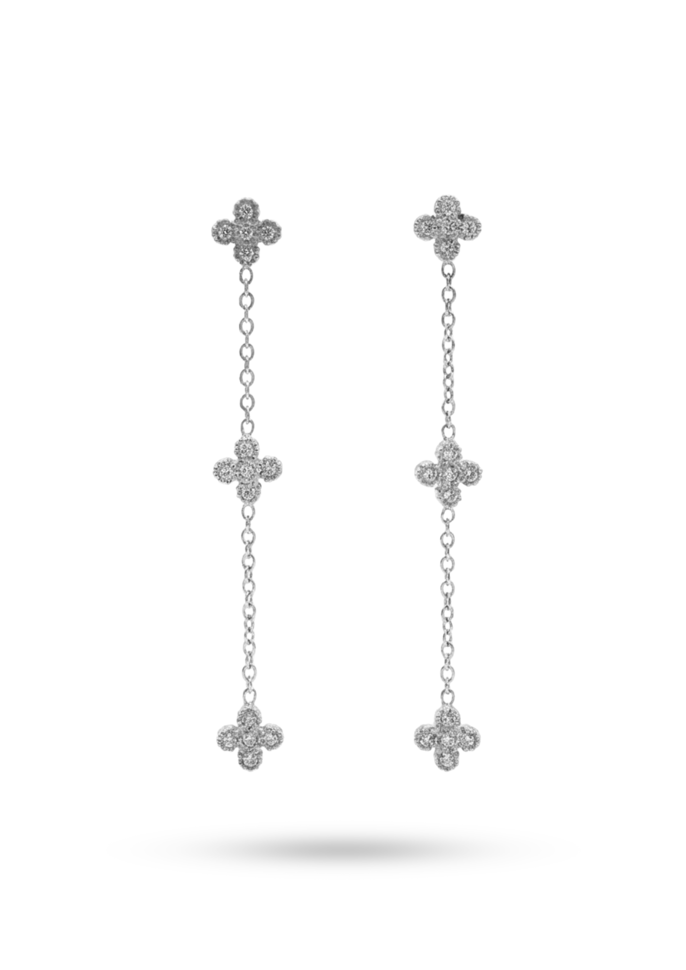 Boucles d'Oreilles Acier Inoxydable Triple Trèfle