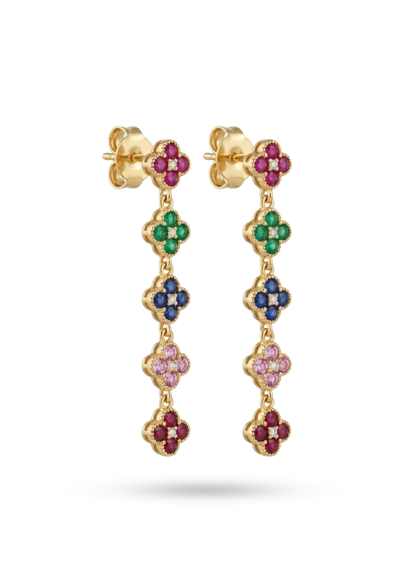 Boucles d'Oreilles Acier Inoxydable Pendantes Trèfle