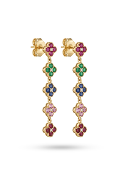 Boucles d'Oreilles Acier Inoxydable Pendantes Trèfle