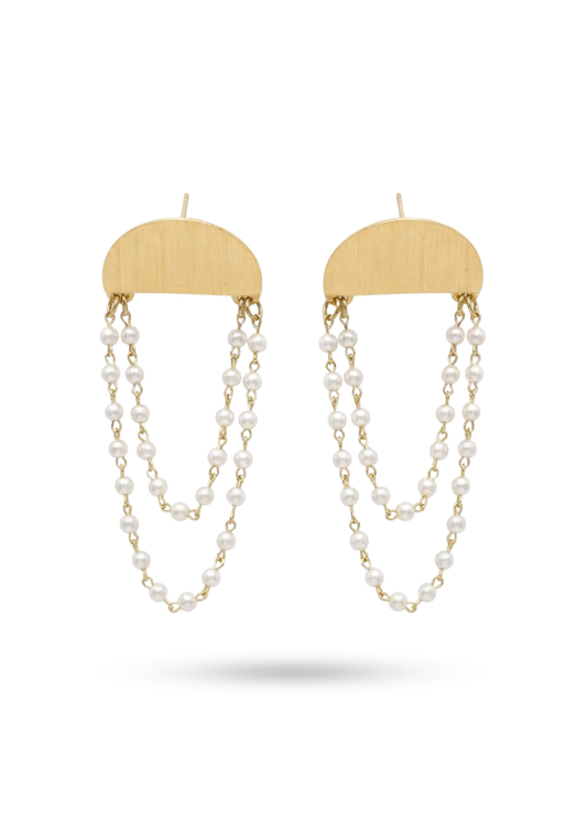Boucles d'Oreilles Acier Inoxydable Chaîne Perle