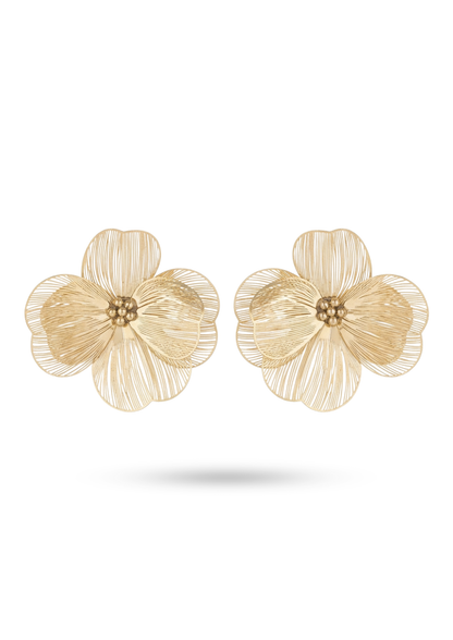 Boucles d'Oreilles Acier Inoxydable Grande Fleur