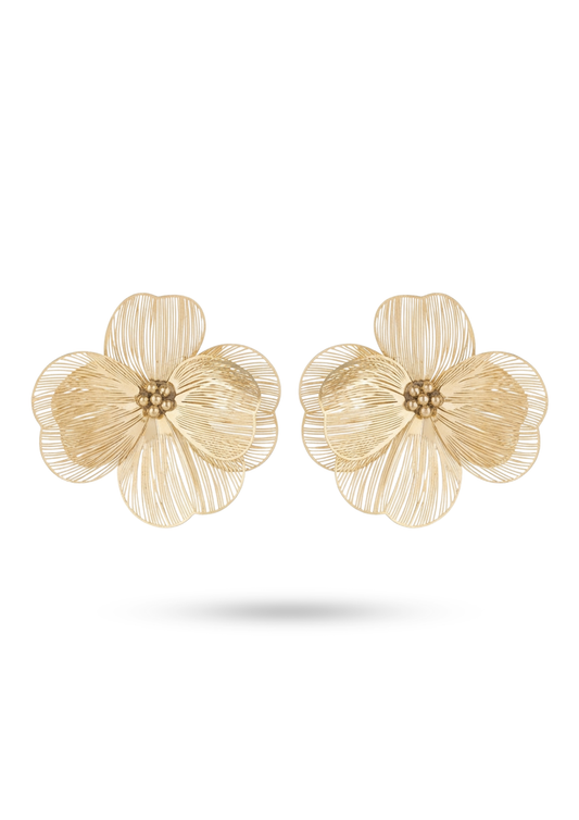 Boucles d'Oreilles Acier Inoxydable Grande Fleur