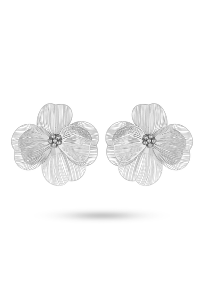 Boucles d'Oreilles Acier Inoxydable Grande Fleur
