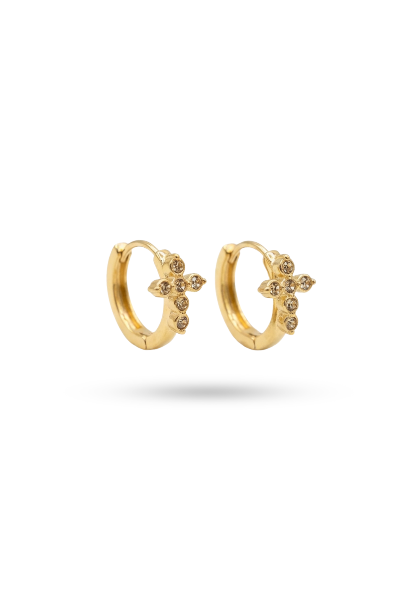 Boucles d'Oreilles Acier Inoxydable Mini Créoles Croix