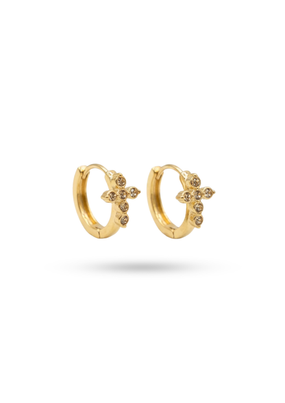 Boucles d'Oreilles Acier Inoxydable Mini Créoles Croix