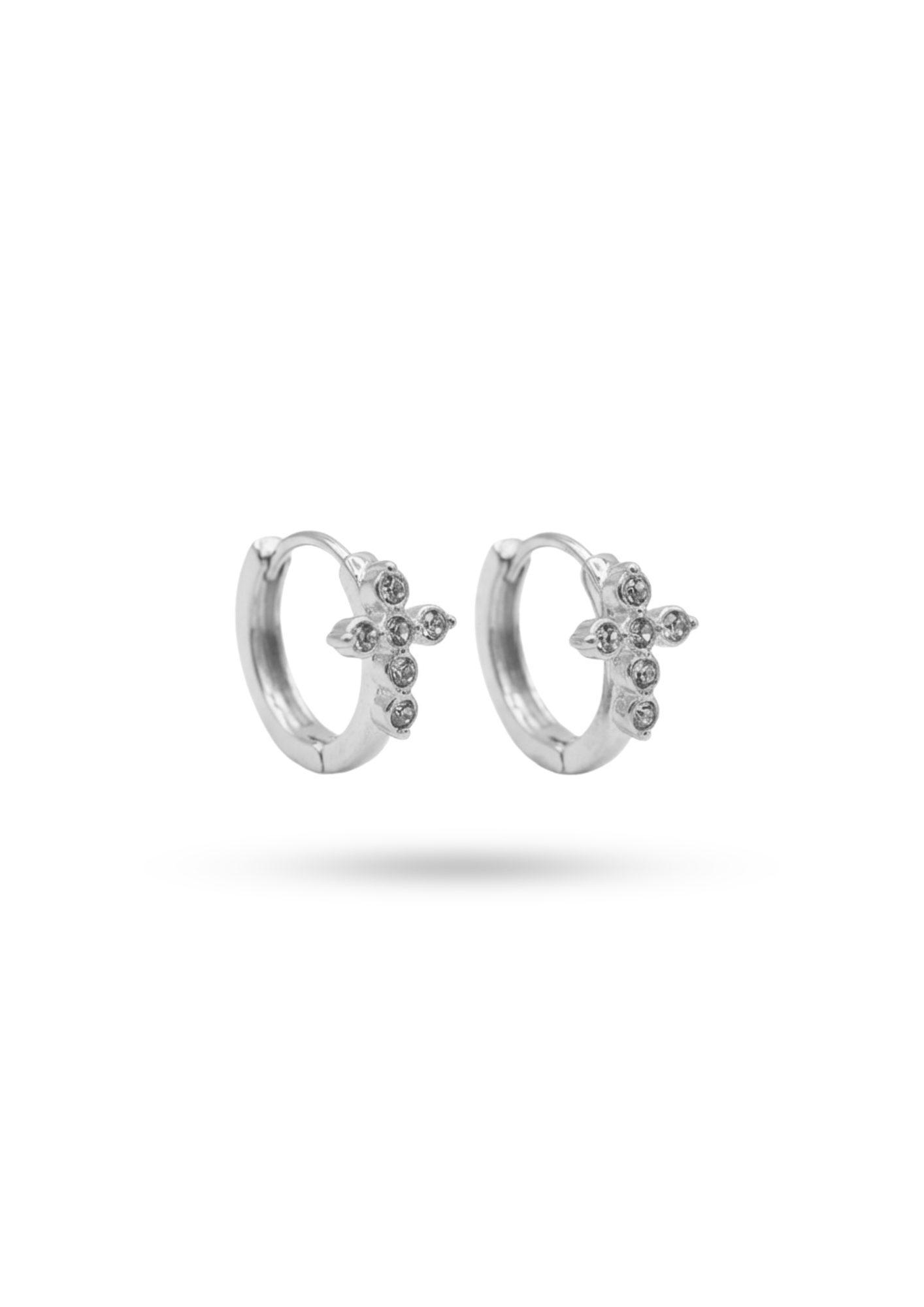 Boucles d'Oreilles Acier Inoxydable Mini Créoles Croix