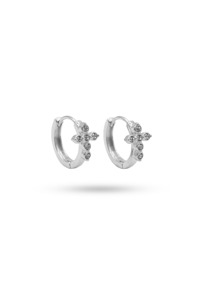 Boucles d'Oreilles Acier Inoxydable Mini Créoles Croix