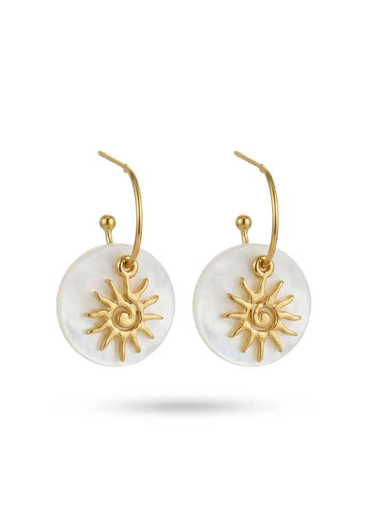 Boucles d'Oreilles Acier Inoxydable Pastille Nacre Soleil