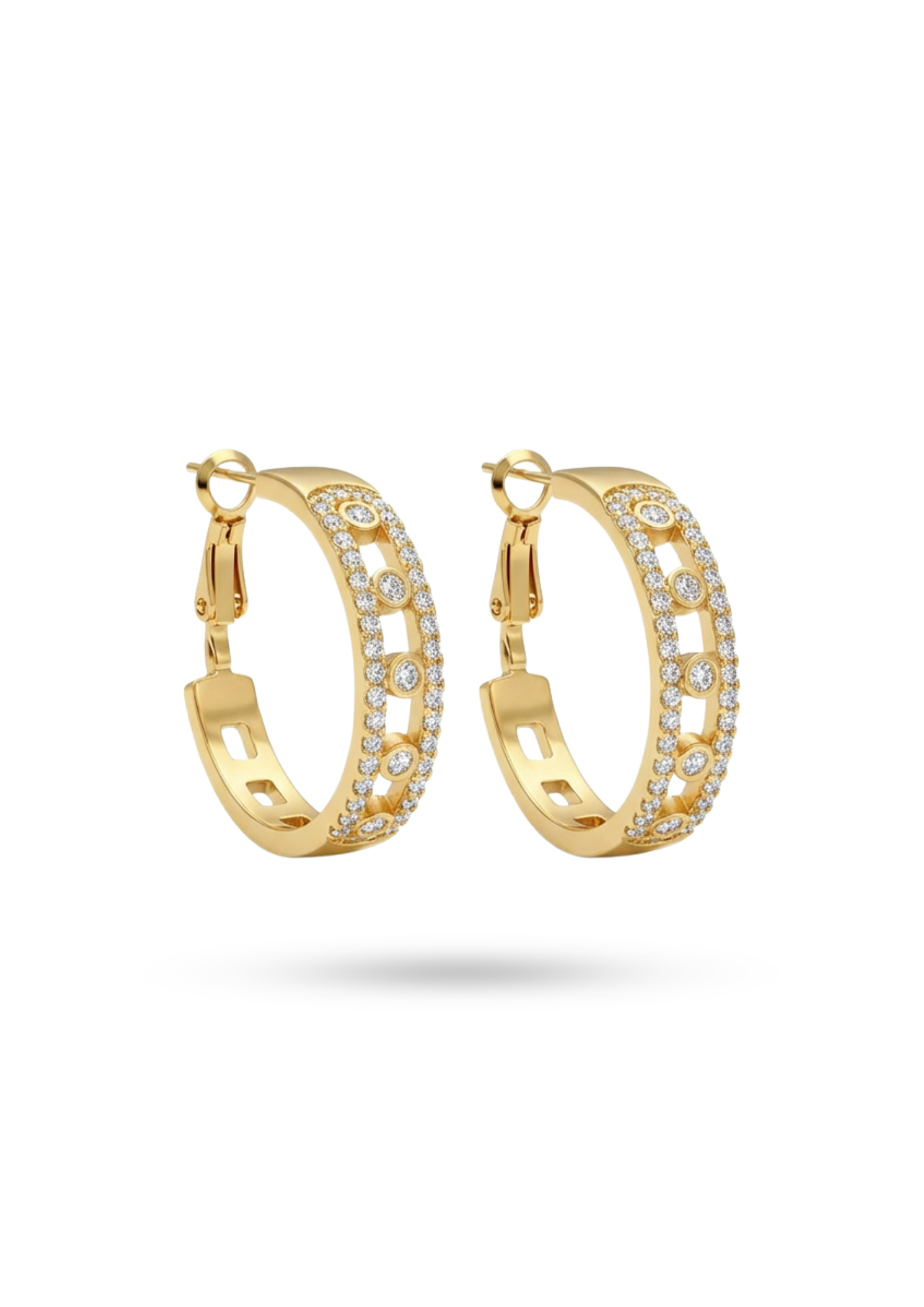 Boucles d'Oreilles Acier Inoxydable Créoles Ajourées Strass