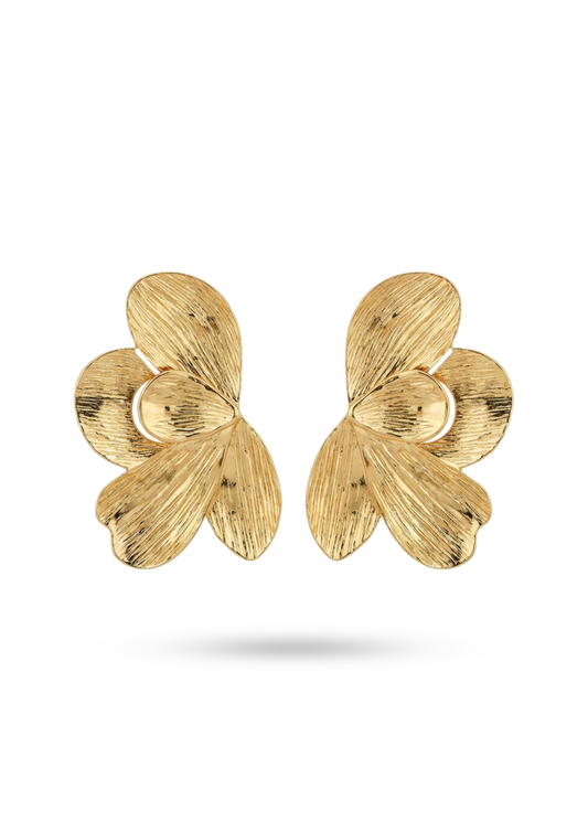 Boucles d'Oreilles Acier Inoxydable Demi Fleur