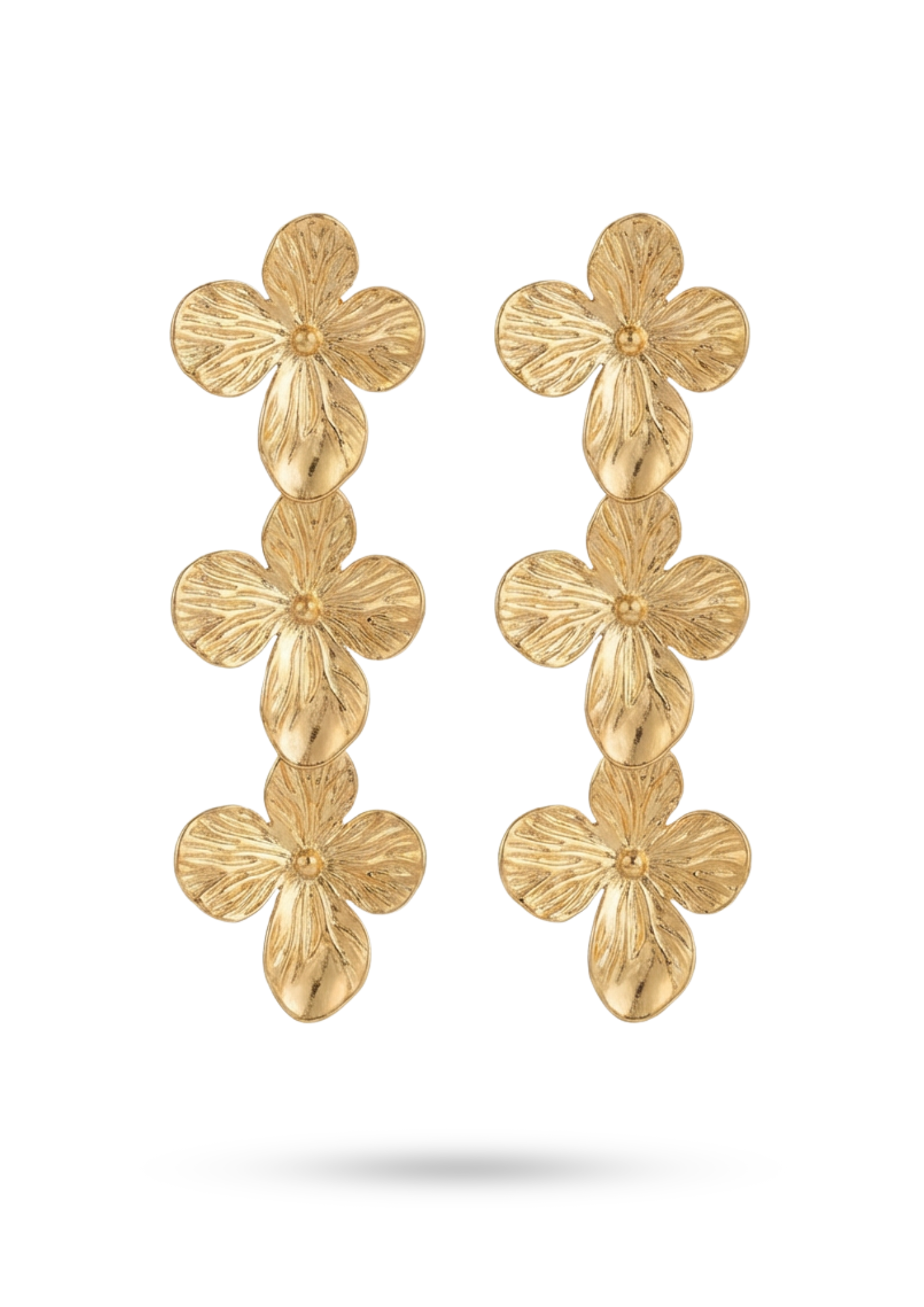 Boucles d'Oreilles Acier Inoxydable Triple Fleur