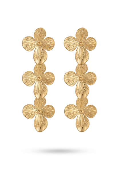 Boucles d'Oreilles Acier Inoxydable Triple Fleur