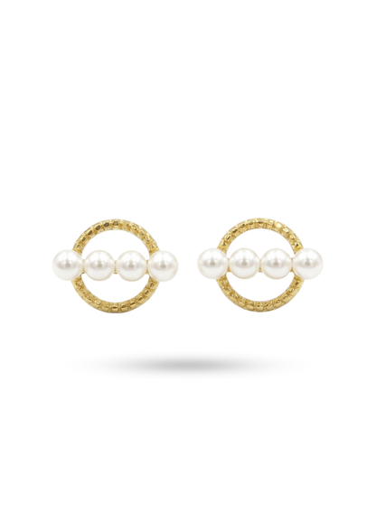 Boucles d'Oreilles Acier Inoxydable Cercle Perle