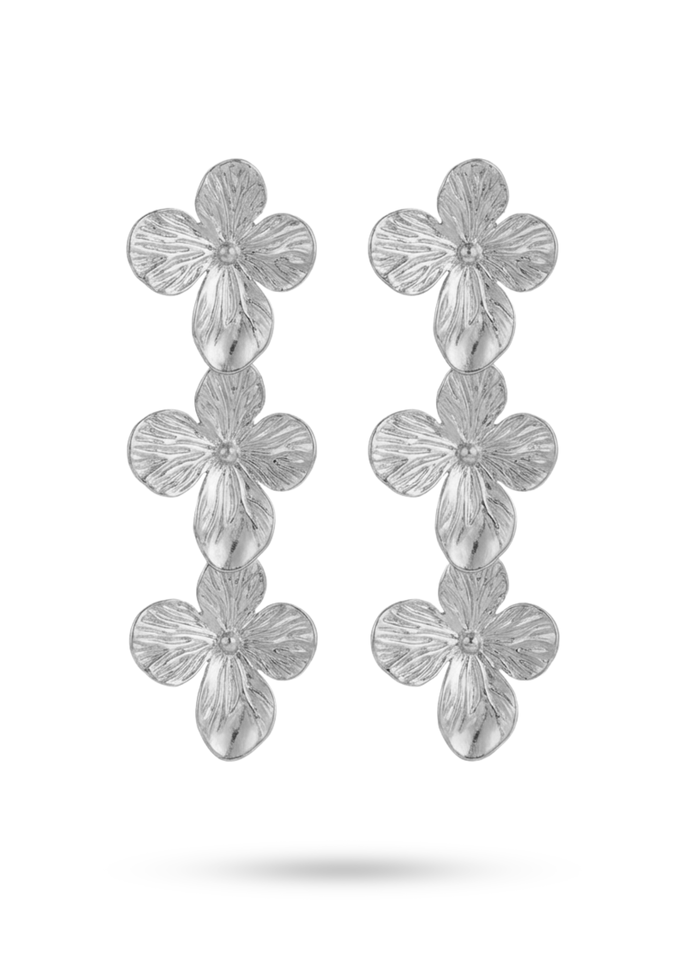 Boucles d'Oreilles Acier Inoxydable Triple Fleur
