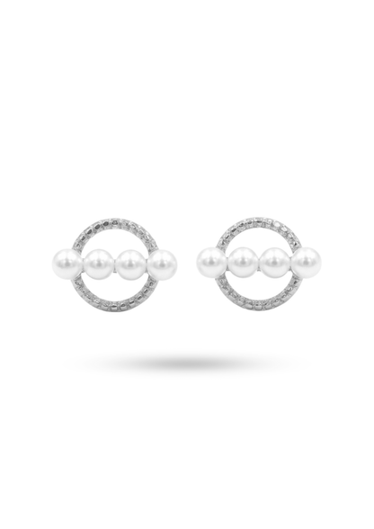 Boucles d'Oreilles Acier Inoxydable Cercle Perle
