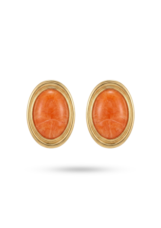 Boucles d'Oreilles Acier Inoxydable Vintage Orange