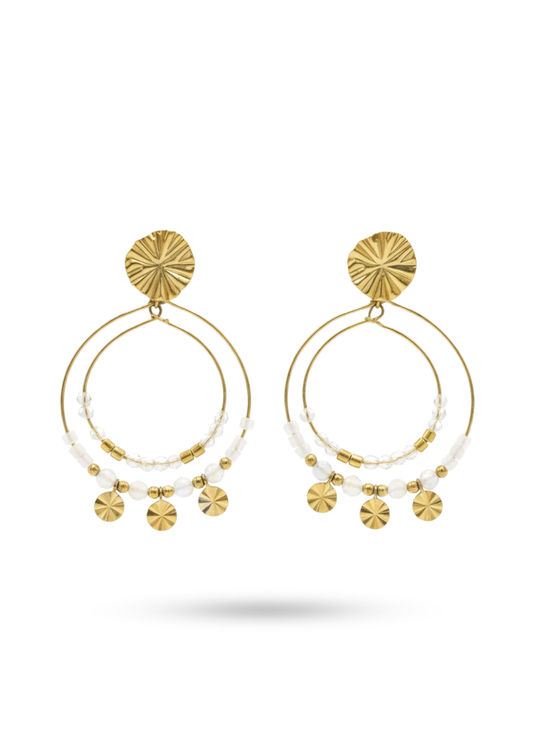 Boucles d'Oreilles Acier Inoxydable Perles Bohème