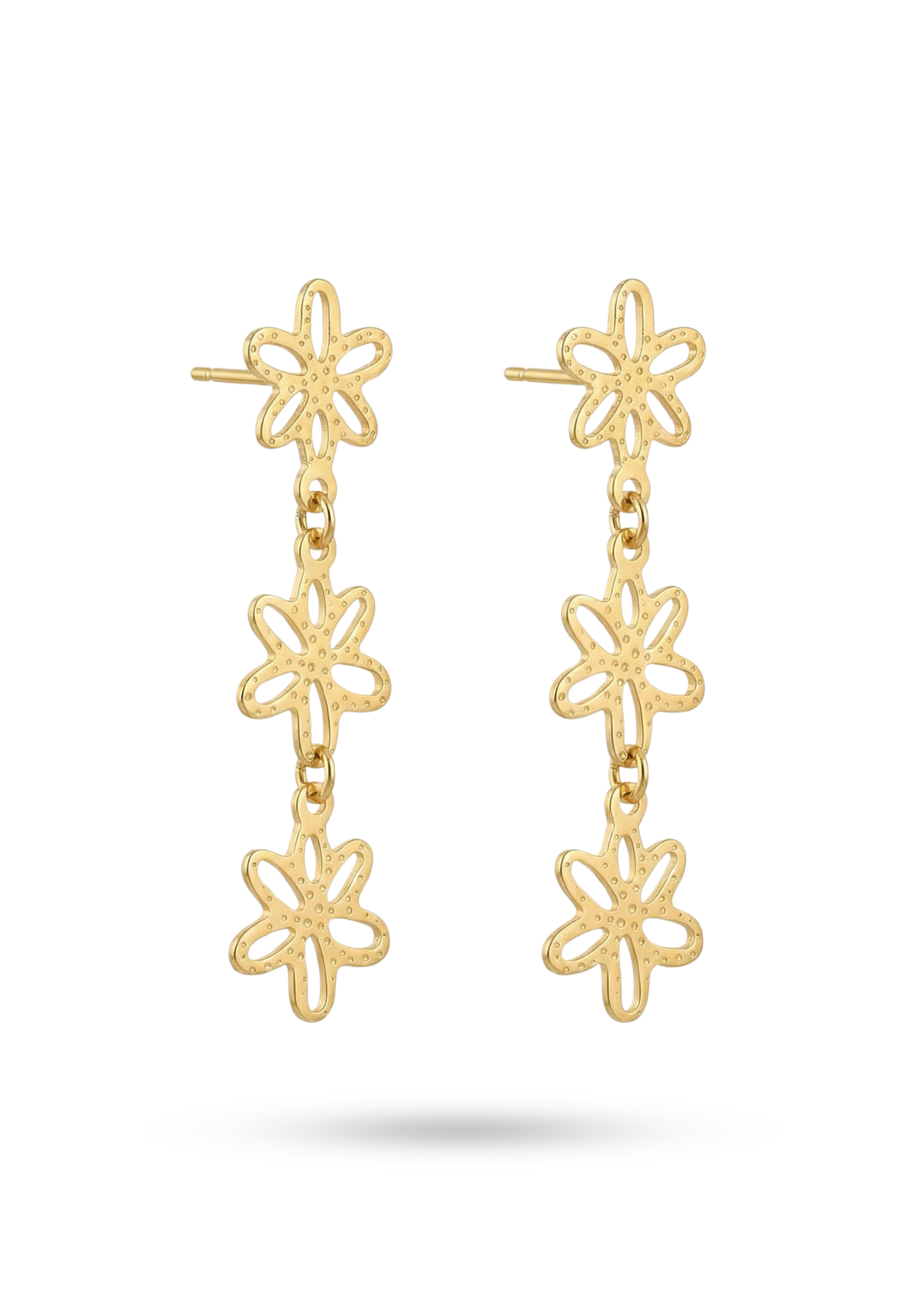 Boucles d'Oreilles Acier Inoxydable Pendantes Triple Fleur