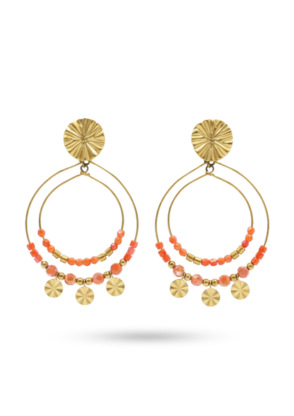 Boucles d'Oreilles Acier Inoxydable Perles Bohème