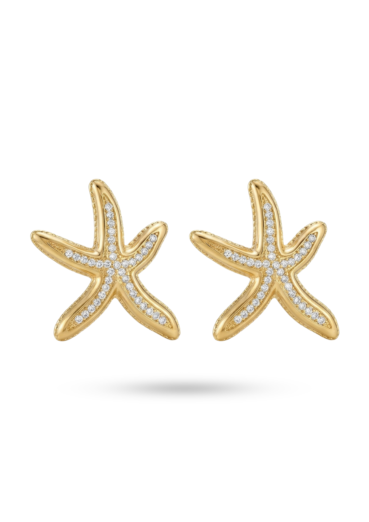 Boucles d'Oreilles Acier Inoxydable Étoile de Mer Strass