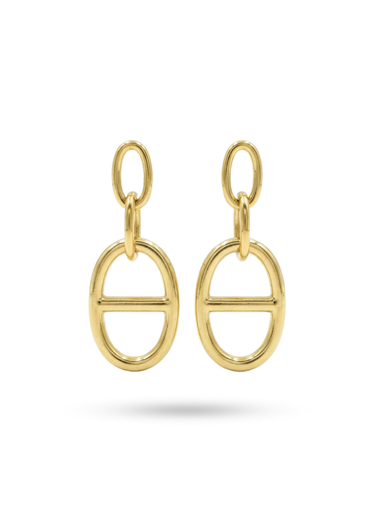 Boucles d'Oreilles Acier Inoxydable Breloque Maille Marine