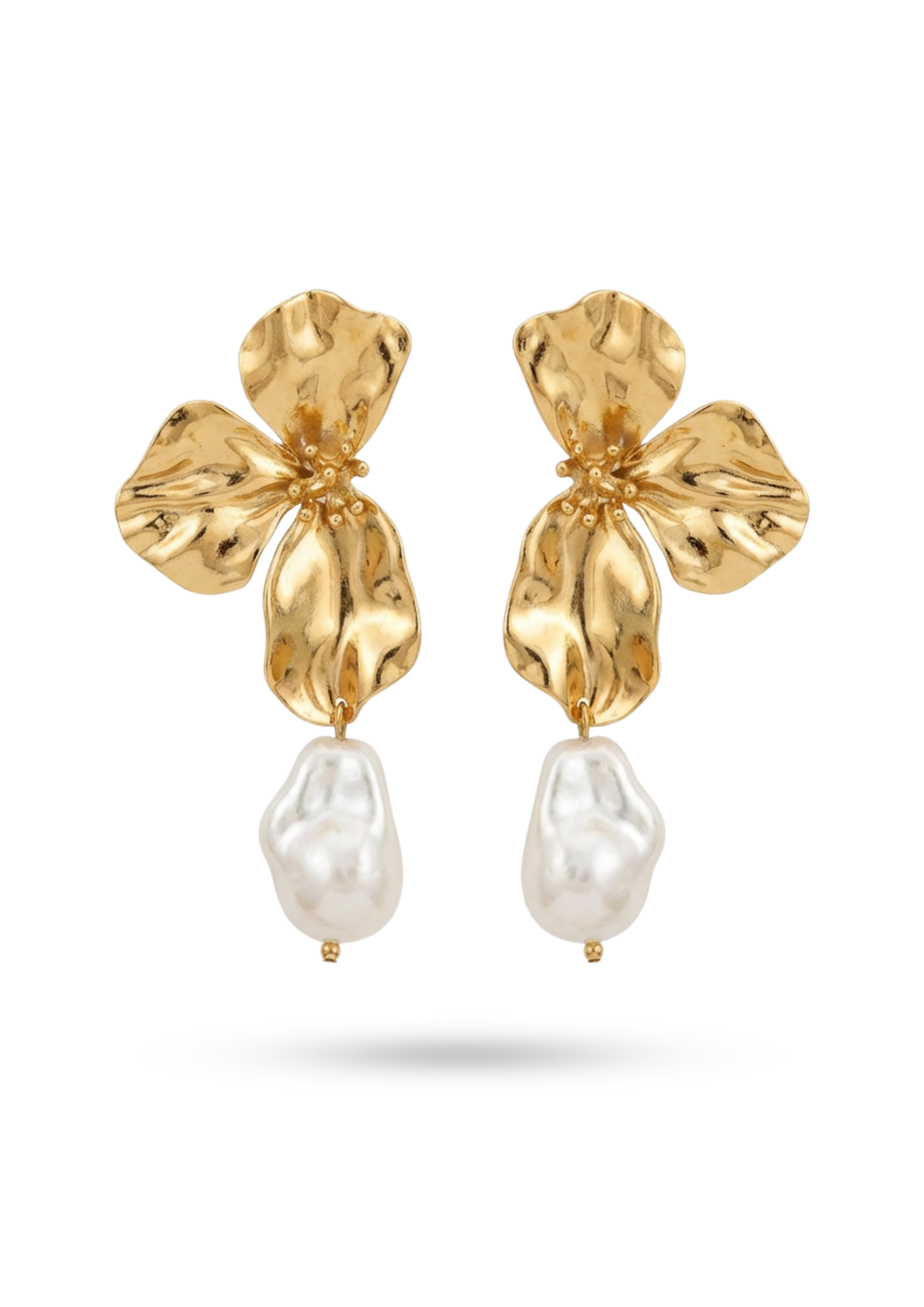 Boucles d'Oreilles Acier Inoxydable Fleur Perle
