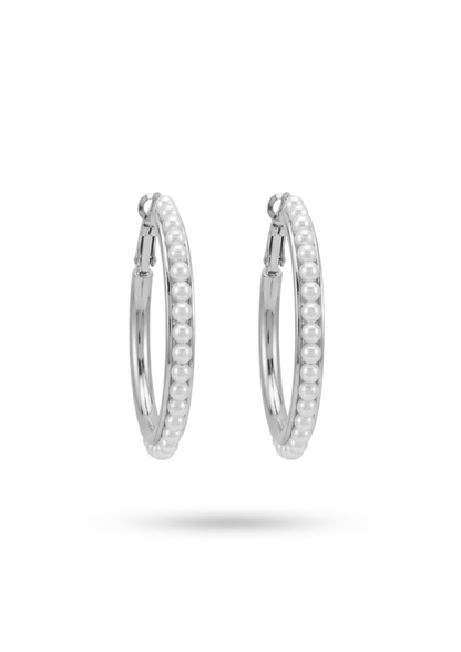 Boucles d'Oreilles Acier Inoxydable Créoles Perles