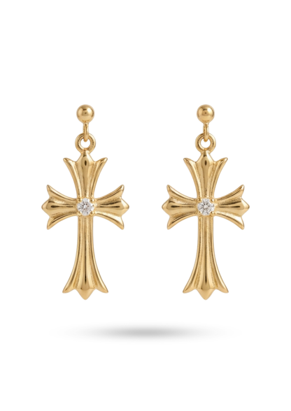 Boucles d'Oreilles Acier Inoxydable Croix Gothique