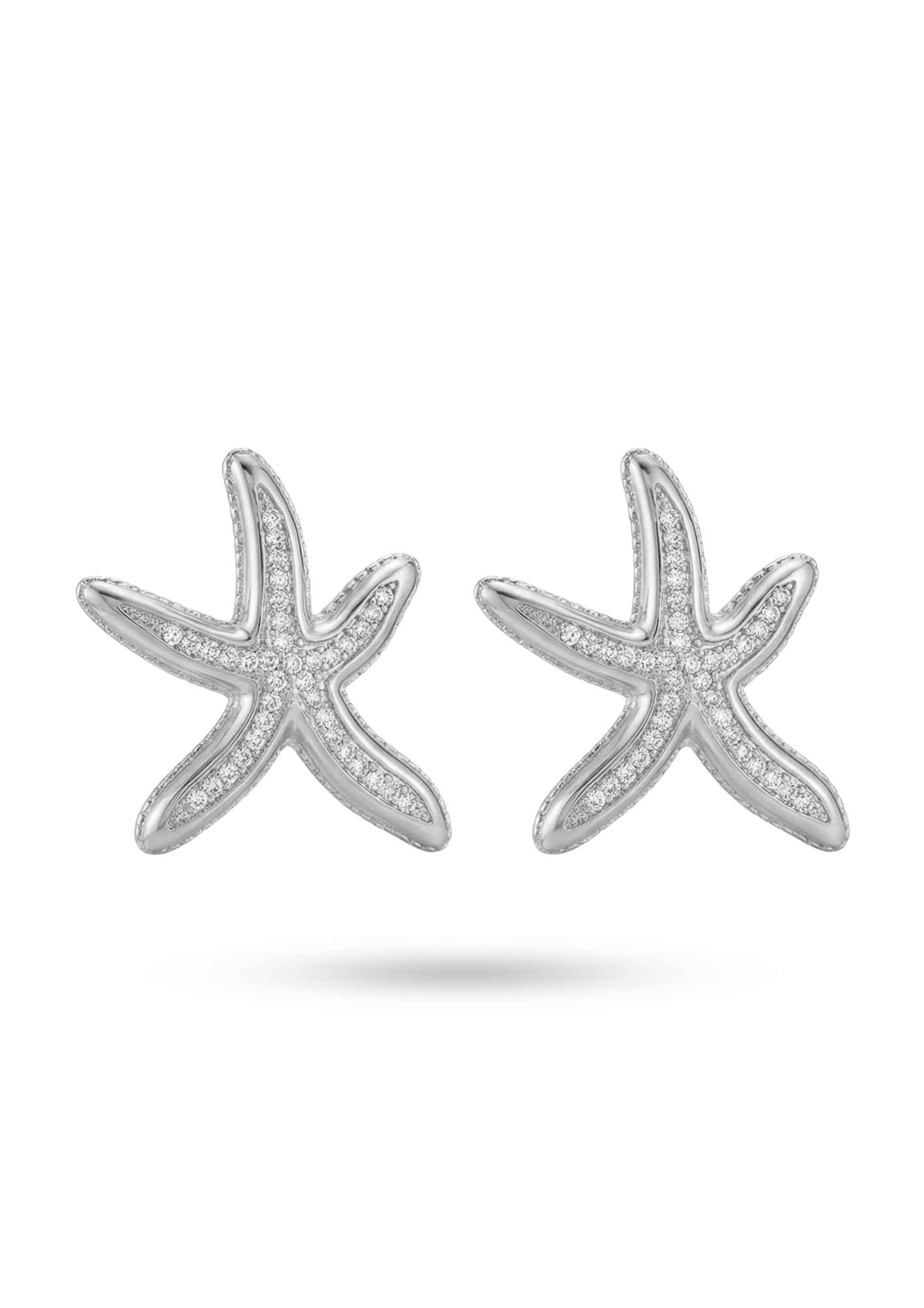 Boucles d'Oreilles Acier Inoxydable Étoile de Mer Strass