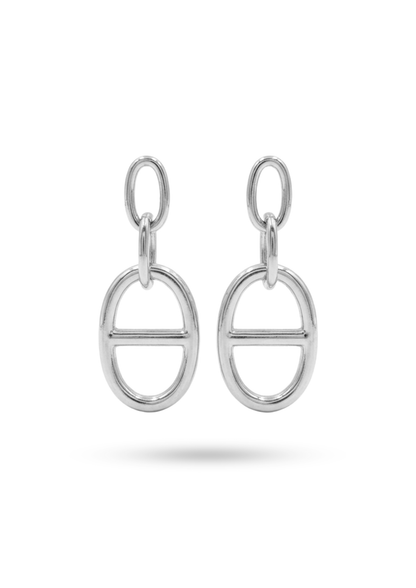 Boucles d'Oreilles Acier Inoxydable Breloque Maille Marine