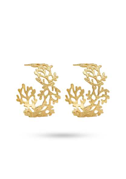 Boucles d'Oreilles Acier Inoxydable Créoles Corail