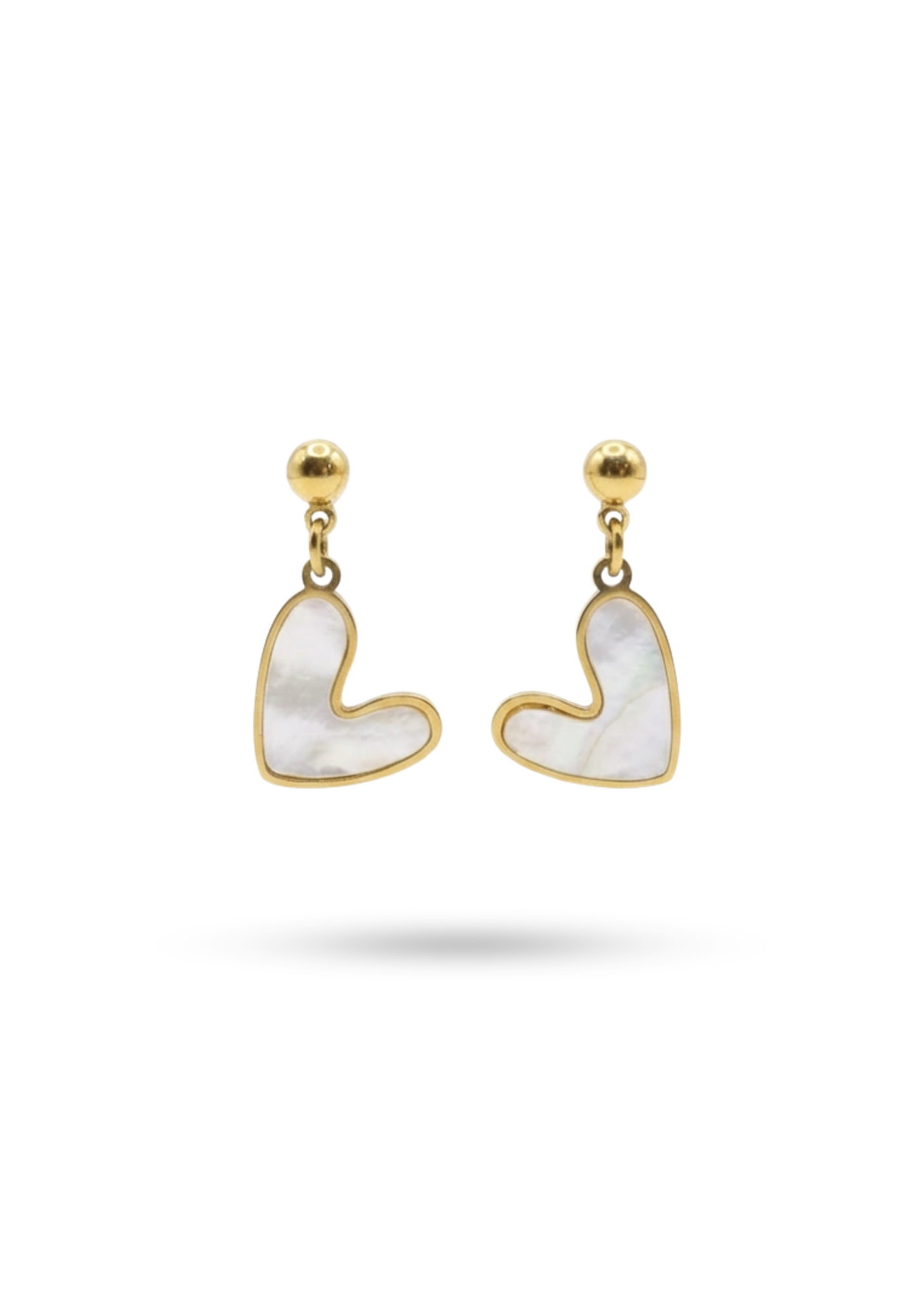 Boucles d'Oreilles Acier Inoxydable Pendentif Cœur Nacre
