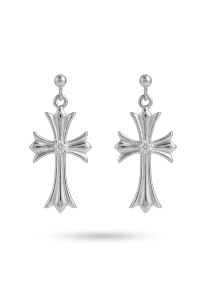 Boucles d'Oreilles Acier Inoxydable Croix Gothique