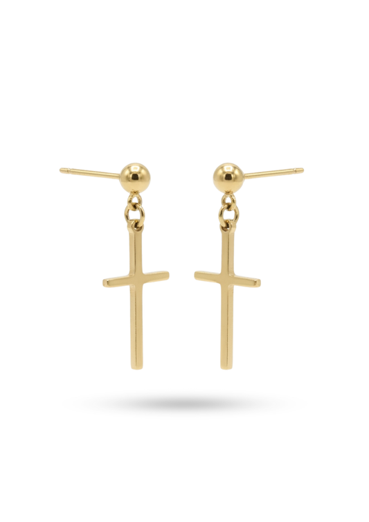 Boucles d'Oreilles Acier Inoxydable Pendentif Croix