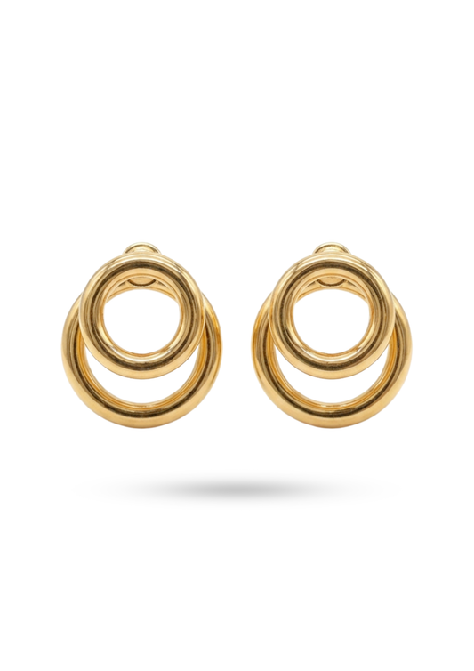 Boucles d'Oreilles Acier Inoxydable Double Cercle