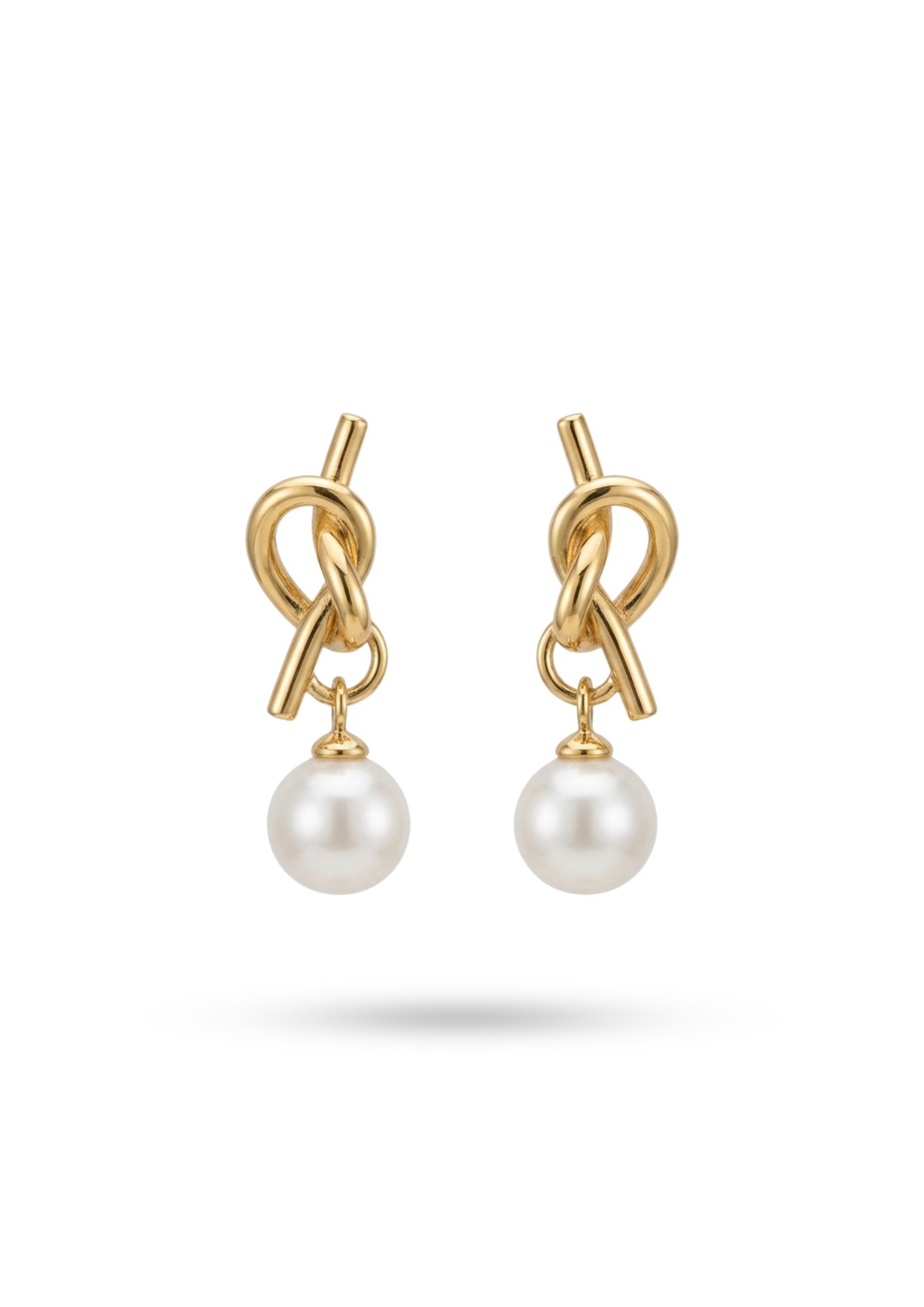 Boucles d'Oreilles Acier Inoxydable Nœud Perle