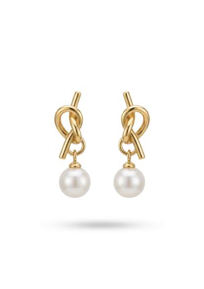 Boucles d'Oreilles Acier Inoxydable Nœud Perle