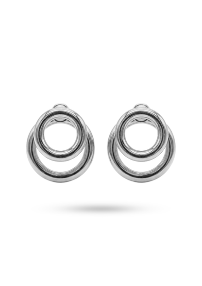 Boucles d'Oreilles Acier Inoxydable Double Cercle