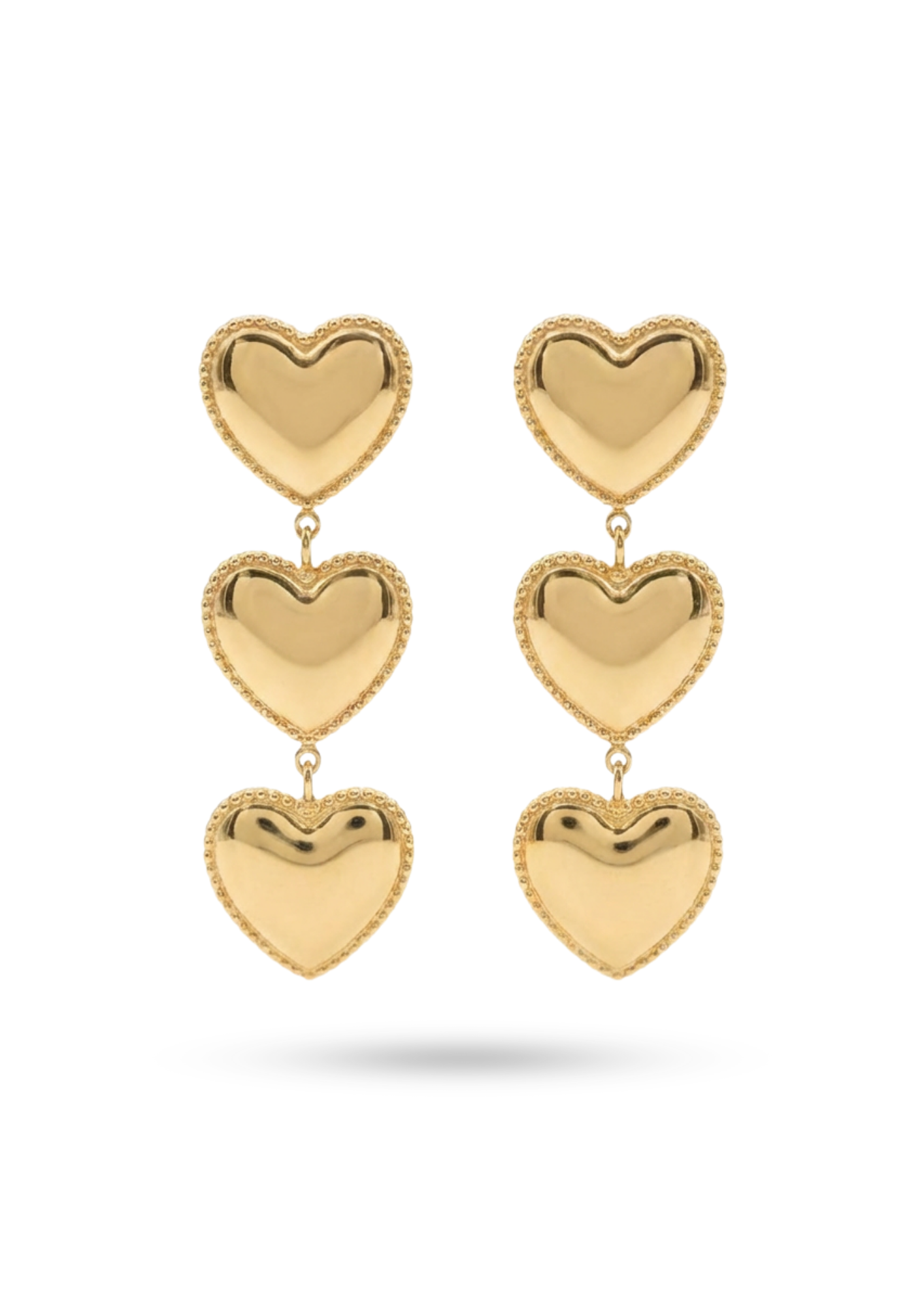Boucles d'Oreilles Acier Inoxydable Triple Cœur
