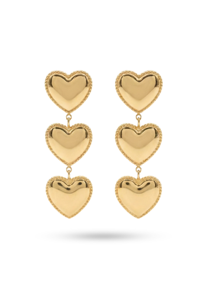 Boucles d'Oreilles Acier Inoxydable Triple Cœur