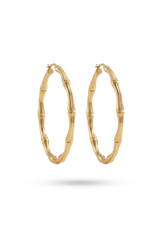 Boucles d'Oreilles Acier Inoxydable Créoles Bambou
