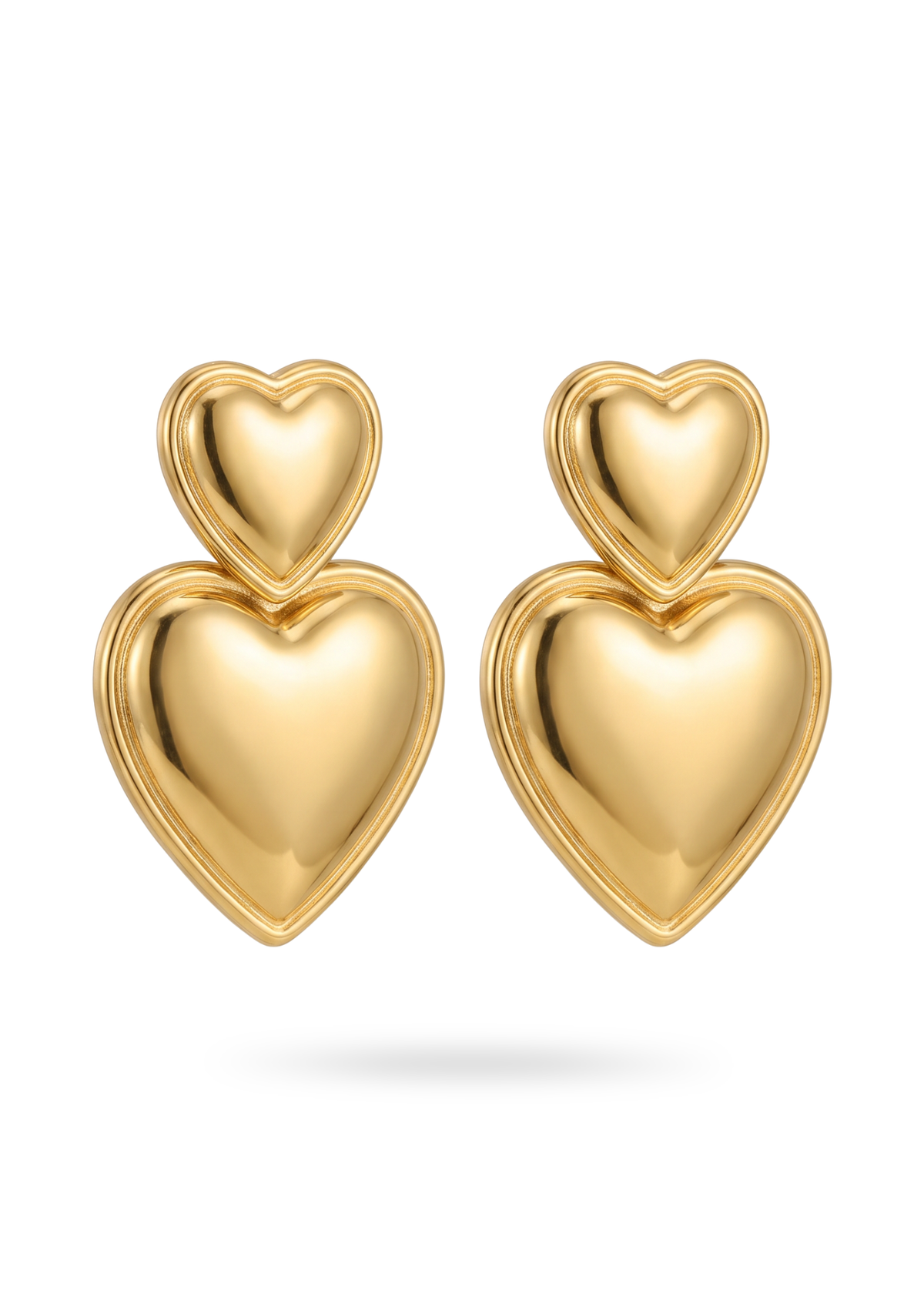 Boucles d'Oreilles Double Cœur Acier Inoxydable