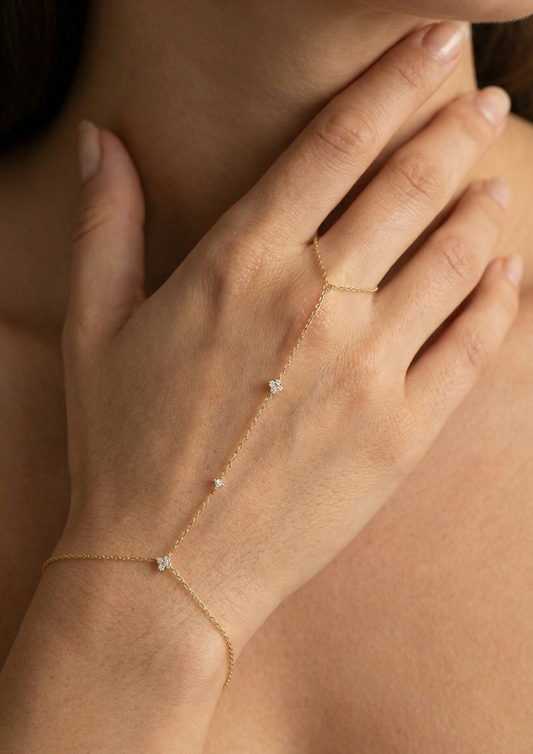 Chaîne de Main Trèfle Strass