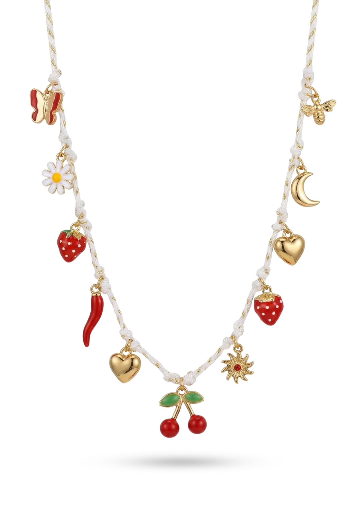 Collier Charms Cordon Cerise