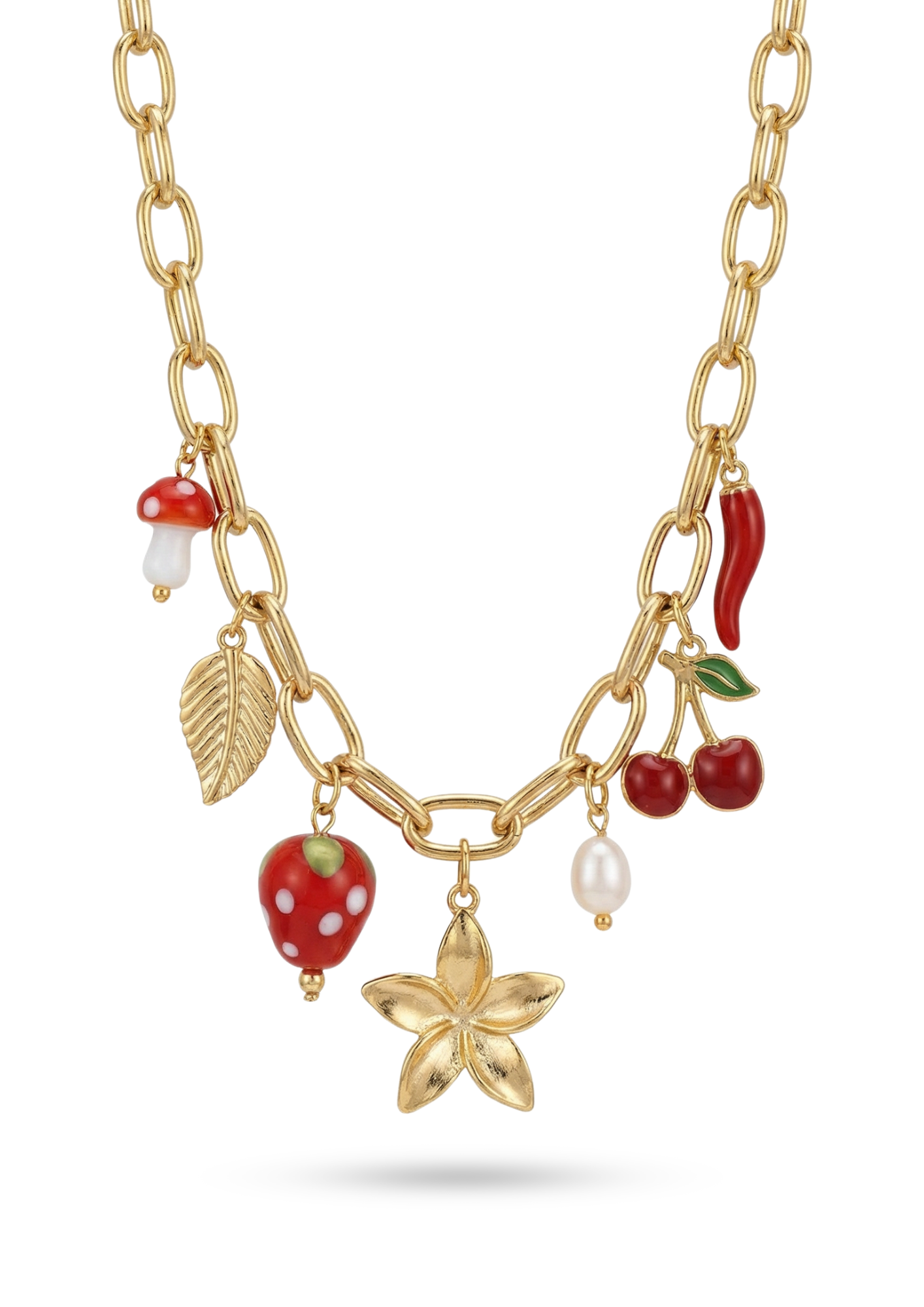 Collier Charms Floral Rouge