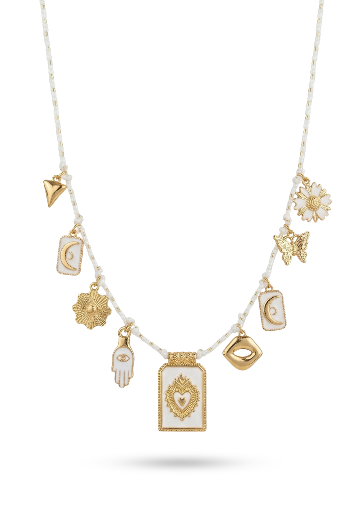 Collier Charms Fil Blanc