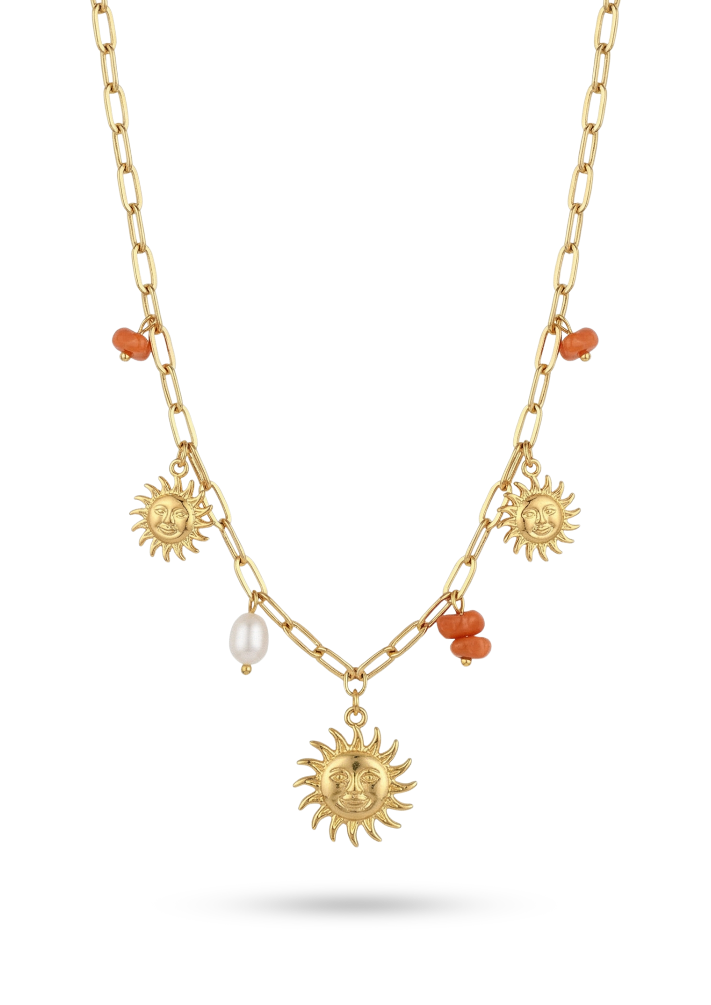Colliers Charms Soleil Perles Orange