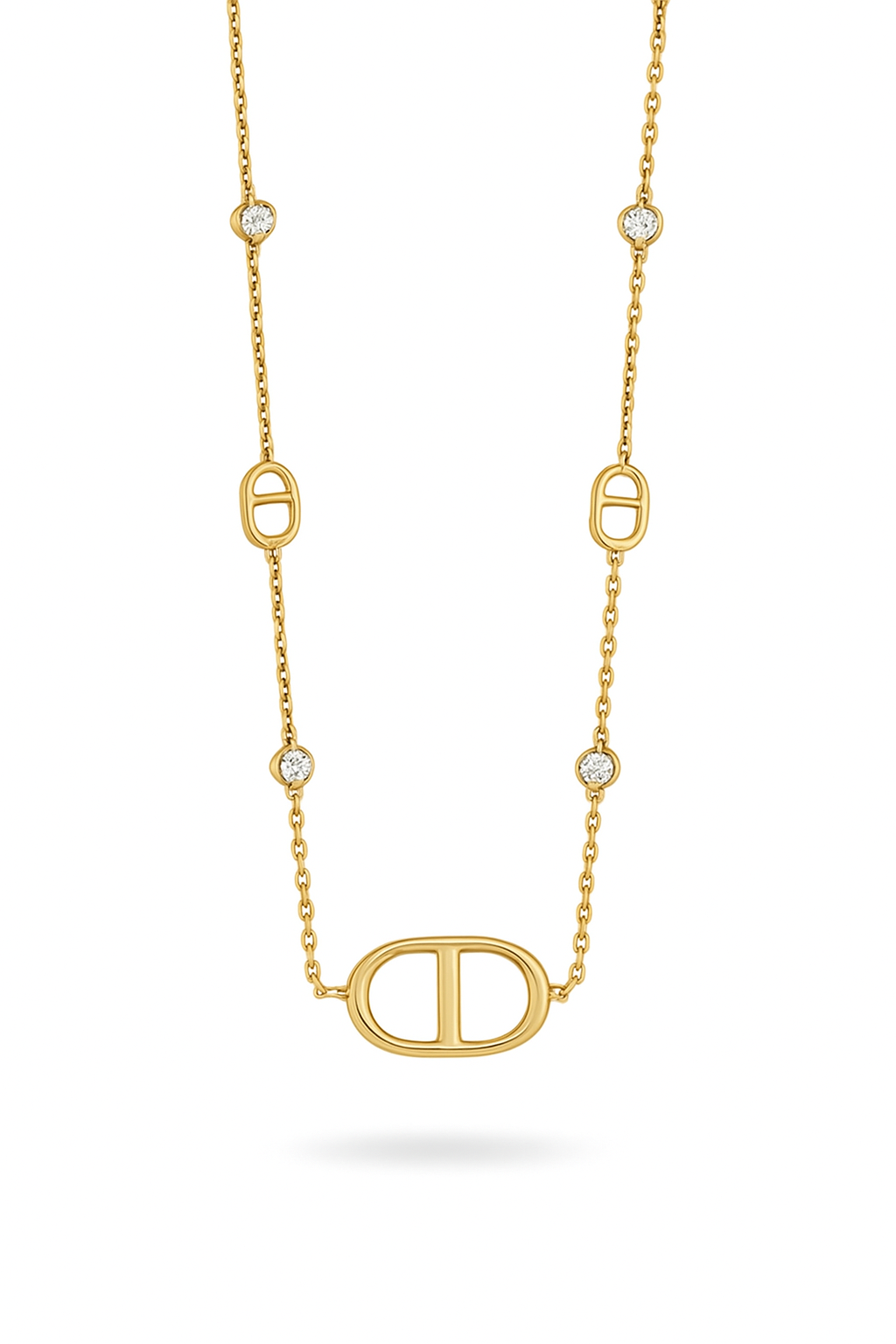 Collier Acier Inoxydable Ovale Strass